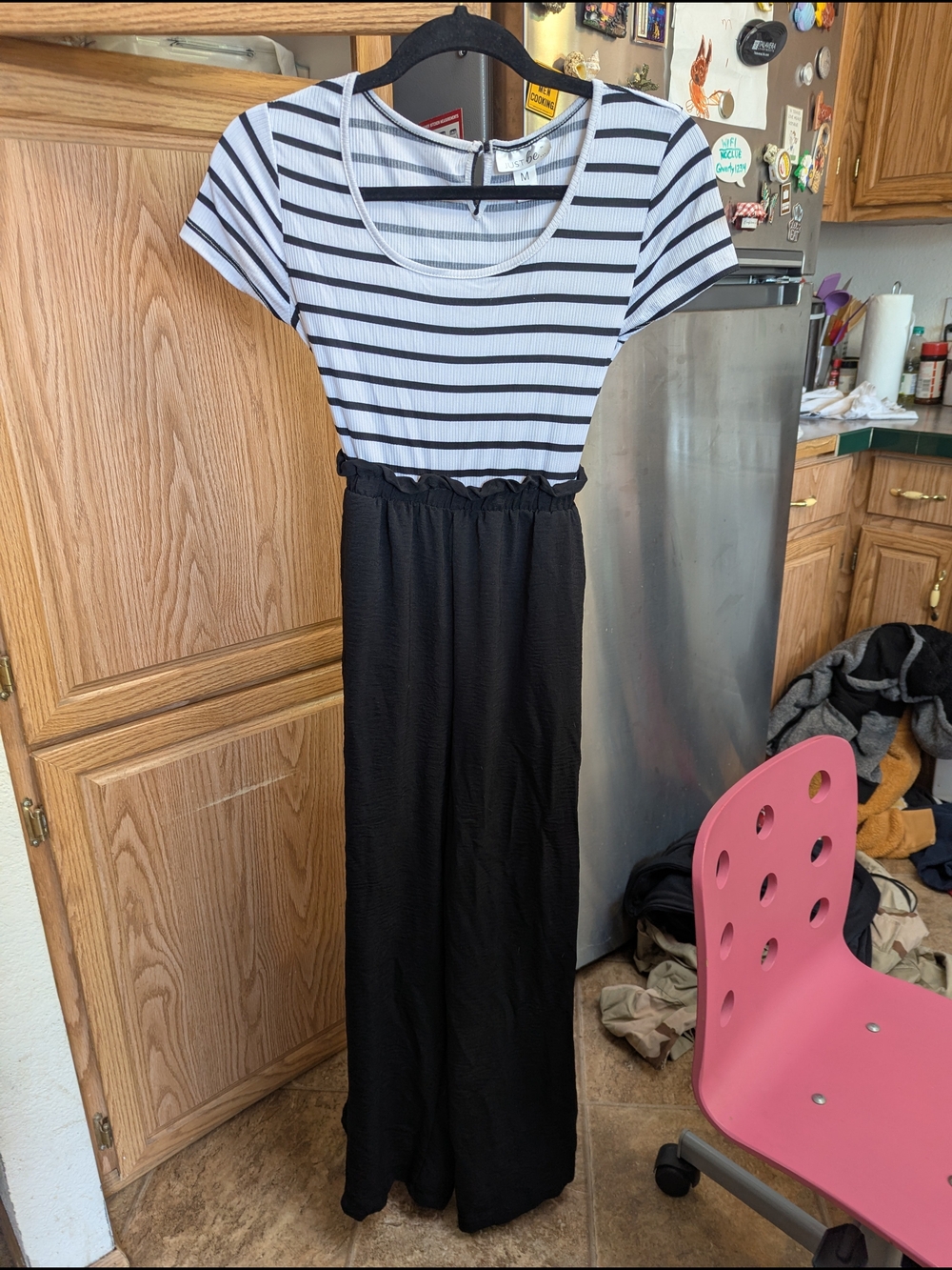 Striped Top Black Wide-Leg Jumpsuit